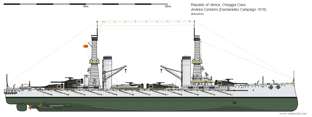 Battlecruiser Andrea Contarini as she appeared in 1915